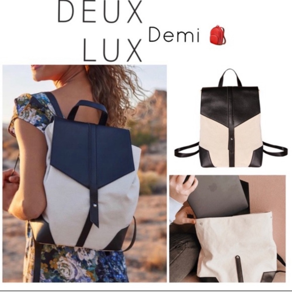 NWT Vegan Leather and Canvas Backpack